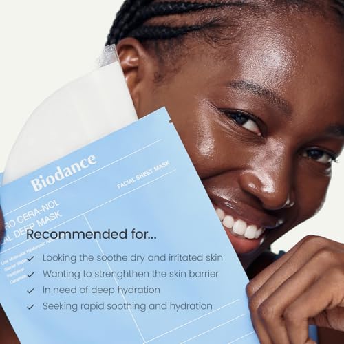 BIODANCE Hydro Cera-nol Real Deep Hydrogel Mask – Moisturizing Overnight Facial Mask, 1.19 oz (4 Sheets)